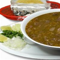 Cabeza Soup/Caldo De Cabeza · Cabeza soup comes with (3) hand made corn tortillas, served with fresh onions, cilantro, cab...