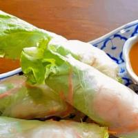 Fresh Salad Rolls · Prawn with vermicelli rice noodle, and assorted vegetables, wrapped in rice paper. Served wi...