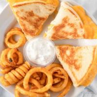 Kids Gyro Melt · Lamb or chicken, grilled inside a pita with melted cheese. Served with a side of Rice or Cur...