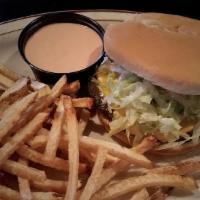 Big Burger · Our best big burger is served on a bakery bun with pickles lettuce tomato and fry sauce wi t...