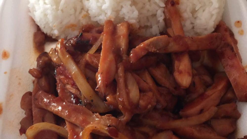 Beef & Pork Teriyaki Combo · Comes with steam rice and salad.