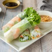 Prawn Fresh Rolls · Contains nuts. Vermicelli noodles, prawns, mints, and bean sprouts wrapped in traditional ri...