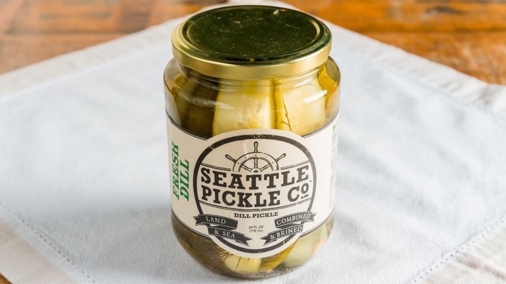 Seattle Pickle Co: Dill Pickles · Seattle Pickle Co. hand packs all of their pickle products locally to preserve the quality and freshness. This pickle will remind you of those days when you can smell the sweet salty-brinyness of the Pacific Ocean in the Puget Sound. They combine & brine only premium ingredients to give you a truly unique Pacific Northwest flavor and experience. Enjoy!