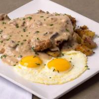 Chicken Fried Steak · 8oz breaded and fried steak, chipped beef country gravy, breakfast potatoes, with two eggs a...