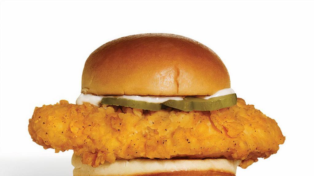 Chicken Tender Slider · Chicken slider made with either hand-breaded or grilled chicken tender topped with mayo/salad dressing and pickles served on a potato slider bun