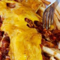 Chili Fries · Our crispy thyme fries covered in house made chili.<br />Add cheese for $1.00!