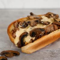 Big Phil'S Mushroom Cheesesteak · 8” Philly cheesesteak loaded with grilled steak, melted cheese, and grilled bell peppers on ...