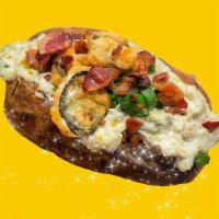 Jalapeño Popper · Giant Potato cloud-fluffed insides loaded with Cheesy Jalapeño popper spread & topped with B...
