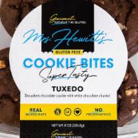 Tuxedo (Choc With White Choc Chips) · Delicious cocoa cookie with white chocolate chips. Gourmet cookie bites, 8 cookies each cont...