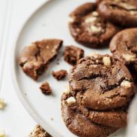 Tuxedo Cookie Dough · Gluten free chocolate cookies with white chocolate chips.
