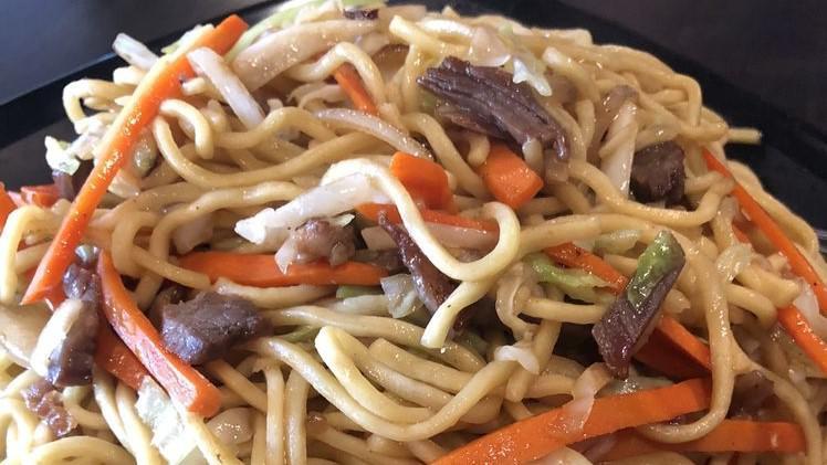 House Special Yakisoba	 · Yakisoba noodles stir-fried with your choice of protein (pork, beef, or jumbo/baby shrimp) or vegetables with snow peas, cabbage, carrots, bean sprouts and onions.