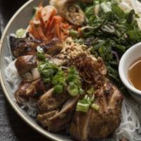 Grilled Chicken Vermicelli Noodles · Gluten-free. Grilled draper valley chicken thigh, crispy imperial roll (shrimp and carlton f...