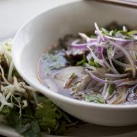 Bun Bo Hue · Anthony Bourdain's favorite soup! Spicy central Vietnamese soup, lemongrass, thick rice nood...
