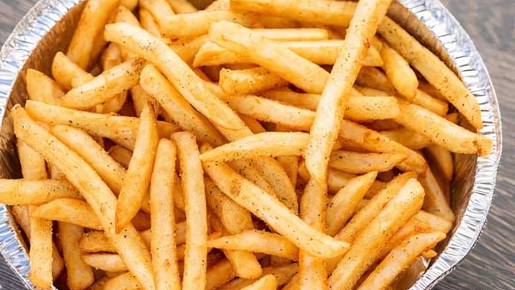 Fries · Favorite. Large portion of our famous crispy coated fries tossed in our famous fry salt.