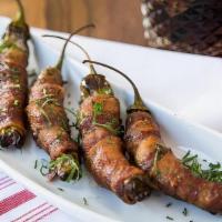 Bacon Wrapped Peppers · Shishito peppers stuffed with chive cream cheese