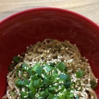 Garlic Oil Noodle · Bouncy, chewy noodles dressed simply in infused garlic oil and topped with a scallion garnish.