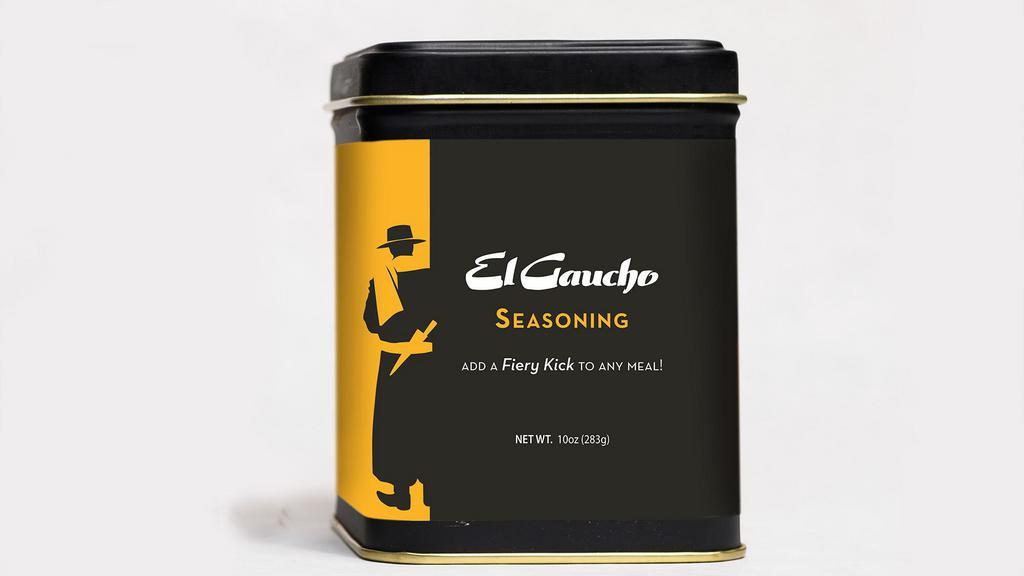 El Gaucho Seasoning · Our spices add a rich, zesty flavor to any meal. Once you have enjoyed a steak el gaucho style, you know where the best of the best can be found. Season your steaks with our classic seasoning before grilling, also great on vegetables, eggs and more! 10 oz. tin.