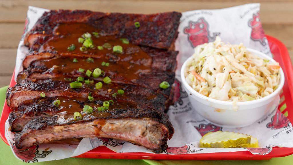Half Rack St Louis Ribs · One side and soft drink.