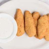 Chicken Fingers · Breaded Chicken Tenders With choice of Plain, Mild, Medium, Hot, BBQ, and Teriyaki.