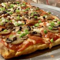 Carmine’S Special · Pepperoni, sausage, mushrooms, bell peppers, onions, mozzarella cheese and pizza sauce.