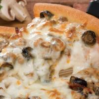 Classic Combo Medium Pizza · 8 slices. Pepperoni, beef, sausage, onions, black olives, mushrooms and mozzarella cheese.
