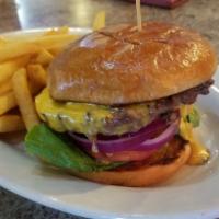Byo Burger* · 1 or 2 1 /4 lb patties with lettuce tomato onions and pickle chips on a brioche bun served w...
