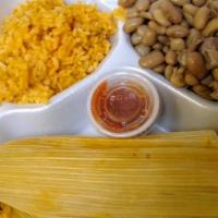 One Tamale Combo · One tamale , rice and beans