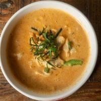 Panang (Sweet Curry) · Peanut curry with coconut milk, green beans, bell peppers, carrots, peanuts, basil leaves an...