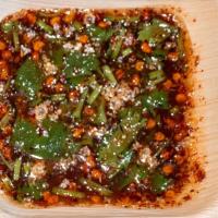 Jeaw · Spicy tamarind sauce; Salty, sweet, and sour with freshly squeeze lime juice, roasted powder...