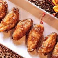Bubblebee Wings (Yangnyeom-Chicken: 양념통닭) · Korean Fried Chicken coated with Thai Seasoning Honey Garlic Sauce. LONG TIME CRISPY!!(48g P...