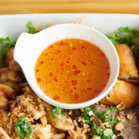Vietnamese  Rice Noodle Bowl · Combination of grilled beef, chicken , shrimp and eggroll.
