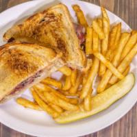 69Th Infantry · Grilled Rachel with Swiss cheese, pastrami, sauerkraut, and Thousand Island dressing on Jewi...