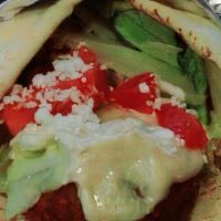 Falafel · Zesty-fried patties of chickpeas, blended with onions, garlic, parsley, and special spices. ...