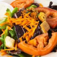 Individual House Salad · Mixed spring greens with carrots, tomatoes, croutons, and your choice of dressing.