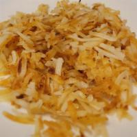 Hash Browns · Crispy hashed browned potatoes.