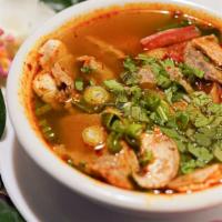 Tom Yum · Gluten Free.Dairy Free.Popular .
Spicy.
Vegetarian.Sweet and sour soup with your choice of p...