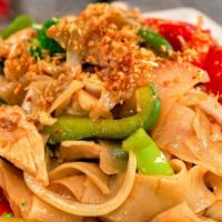 Drunken Noodles · Dairy Free.
Popular Item.Spicy.Bell pepper, onion, broccoli, mushroom, tomato with Thai basil.