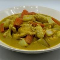 Yellow Curry · Gluten Free.Dairy Free.Popular Item.Vegan on Request.
Contains Peanuts.
Spicy.
Vegetarian.Ca...