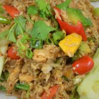 Rainbow Fried Rice · Jasmine rice, choice of protein, avocado, mango, egg, red bell, tomatoes, onions, stir fried...