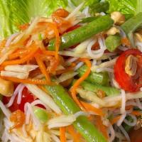 Som Tum Zuar ตําซั่ว · Thai or Laos style papaya salad with vermicelli rice noodle (Kanom Jeen)
