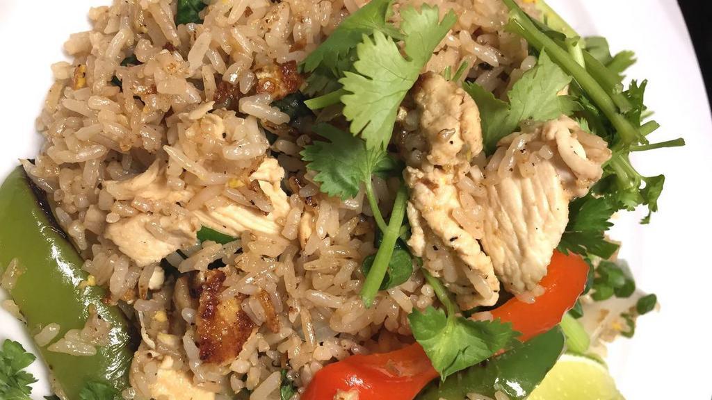 Regular Fried Rice · Simply delicious our house fried rice, choice of protein, jasmine rice, egg, pea, carrot, onion, cilantro and cucumber.