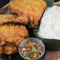 Bangkok Fried Chicken · Our signature golden fried Bangkok style marinated chicken served with sticky rice, steamed ...