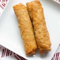 2 Chicken Egg Rolls · Cabbage, carrots, mushrooms, green onions and chicken in a crispy wonton wrapper.