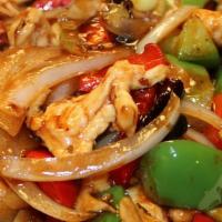 Firecracker Chicken Breast · Spicy. Assorted peppers, jalapeños, onions and zesty chicken breast tossed in black bean sau...