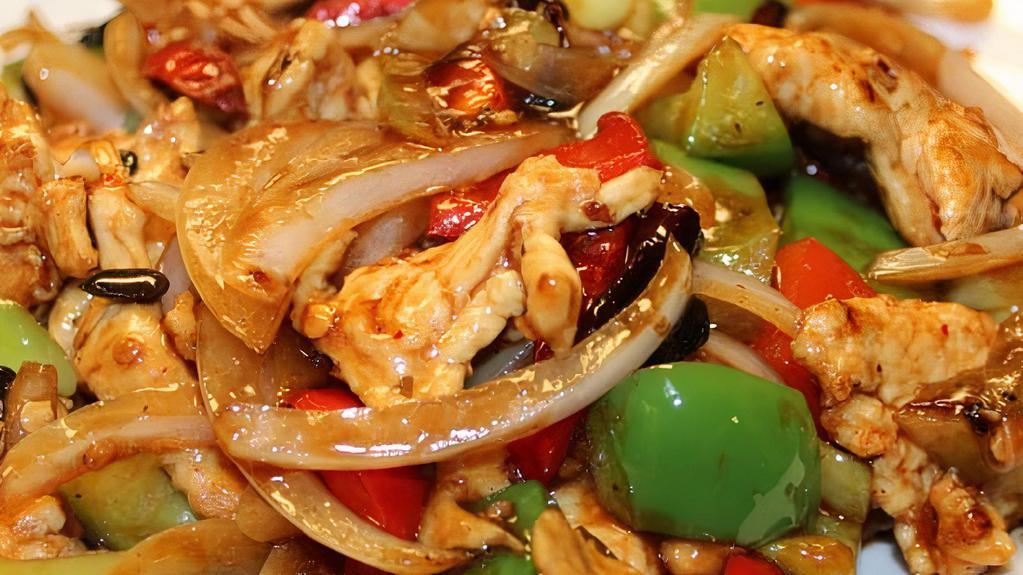 Firecracker Chicken Breast · Spicy. Assorted peppers, jalapeños, onions and zesty chicken breast tossed in black bean sauce. A spicy dare devils choice. Served with steamed rice.