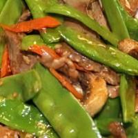 Beef With String Bean In Black Bean Sauce · Tender beef, crispy string beans and shredded onions stir fried in savory black bean sauce, ...