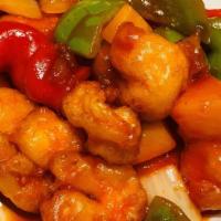 Sweet & Sour · Choice of proteins, onions, bell peppers, and pineapple stir fried in a sweet and sour sauce.