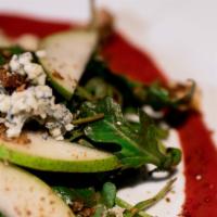 Apple Tarragon Salad · mixed greens tossed with house creamy tarragon, candied pepitas, apple, and blue cheese