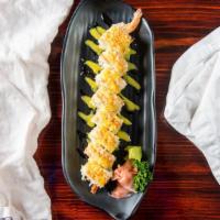Crunch Honey Mustard Roll · Crab meat and shrimp tempura roll covered in tempura crunch topped with in-house made honey ...