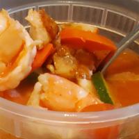 Caldo De Camarones And Pescado · Mixture of fish, shrimp and fresh vegetables. Served in a warm tomato broth.